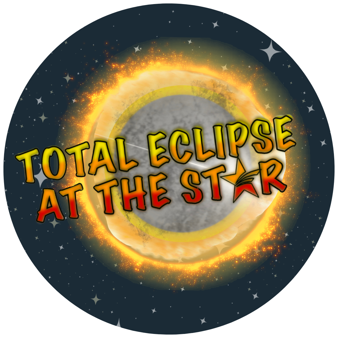 Logo with a solar eclipse with the text Total Eclipse at the Star.