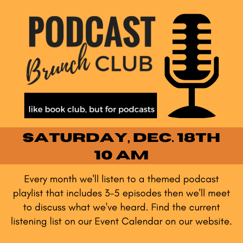 Logo for Podcast Brunch Club and information about the club.