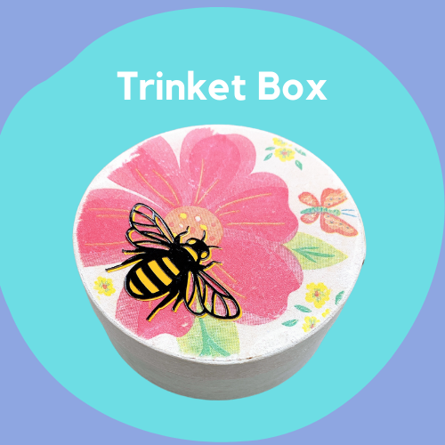 A small wooden box decorated with paint.