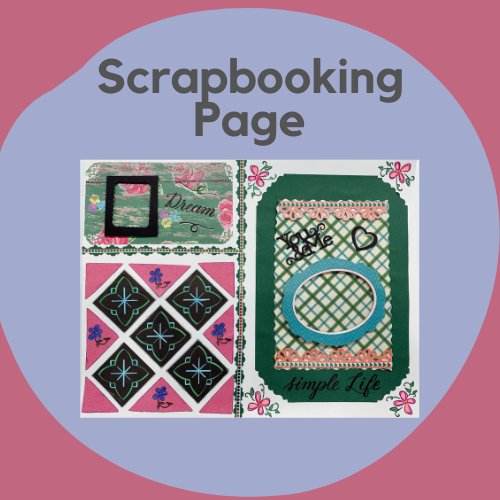 A decorative page template for scrapbooking.