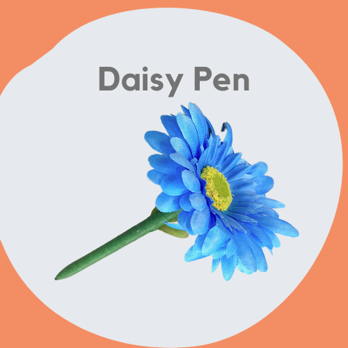 A pen decorated to look like a flower.