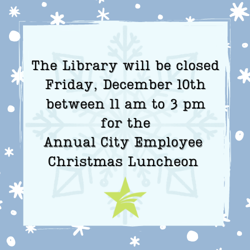 Christmas background with information about Library closing